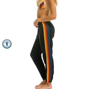 Aviator Nation 5 Stripe Sweatpants in color Charcoal